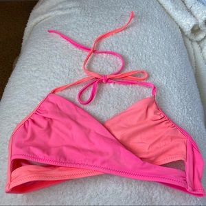 neon VS pink bikini top
